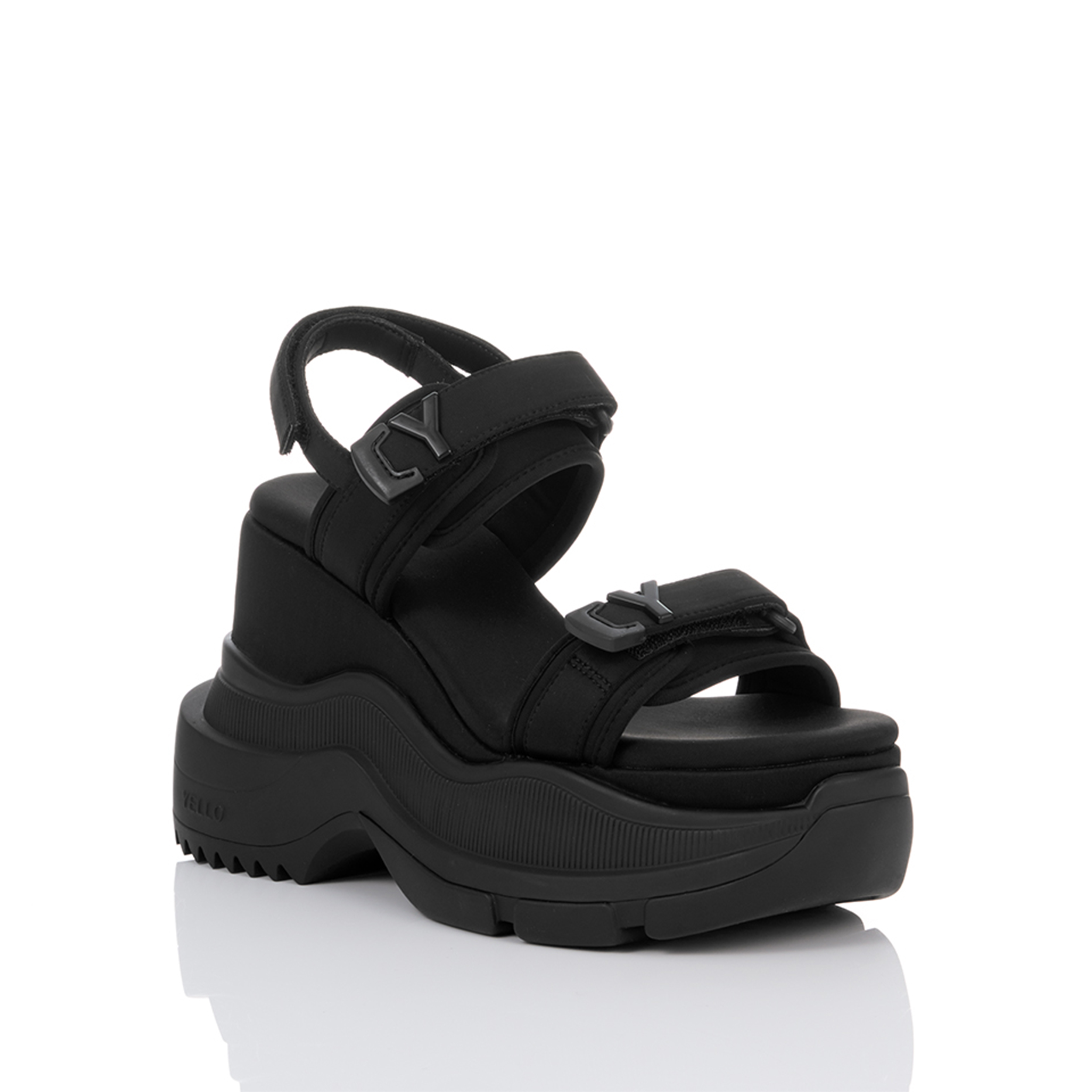 YELLO TOKYO BLACK DOUBLE SNEAKER SANDALS