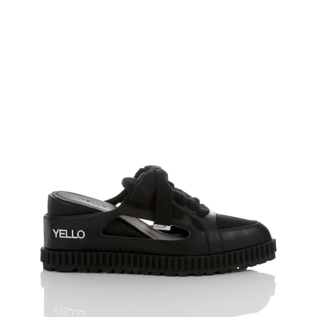 JET BLACK SNEAKER MULES