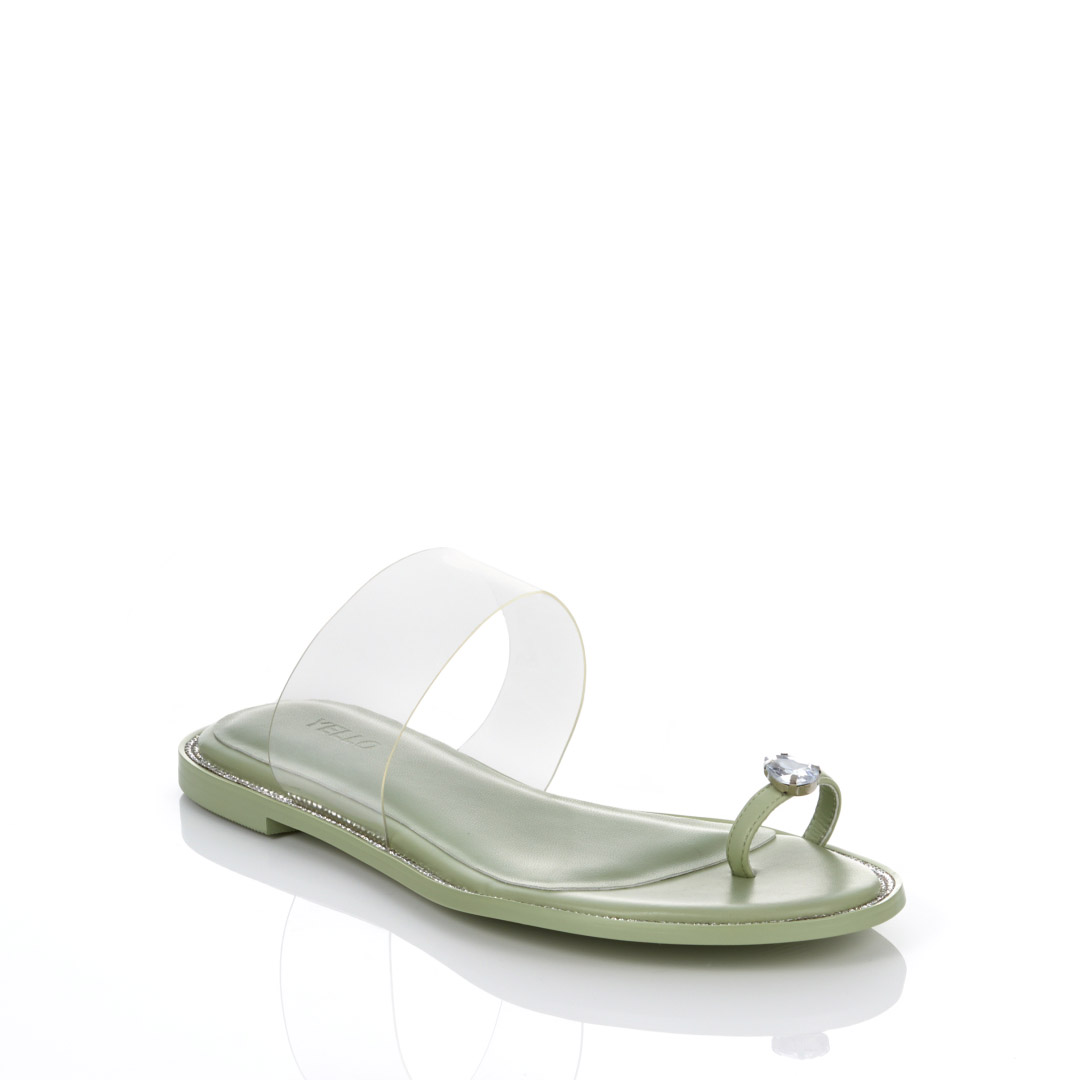 YELLO / PEPPERMINT CANDY CRYSTAL FLAT SANDALS