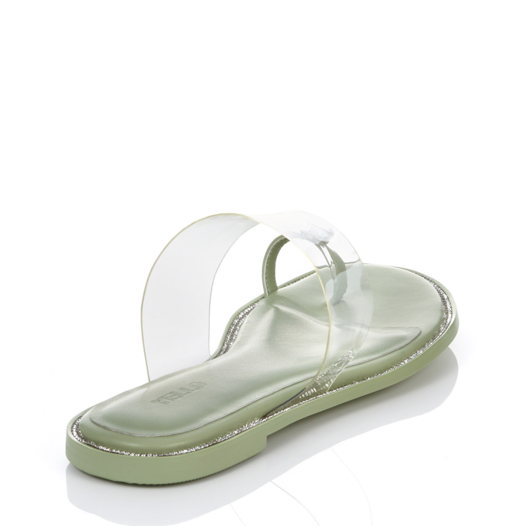 YELLO / PEPPERMINT CANDY CRYSTAL FLAT SANDALS