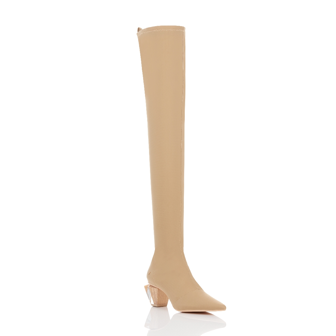 NAKED LOW HEEL LONG BOOTS