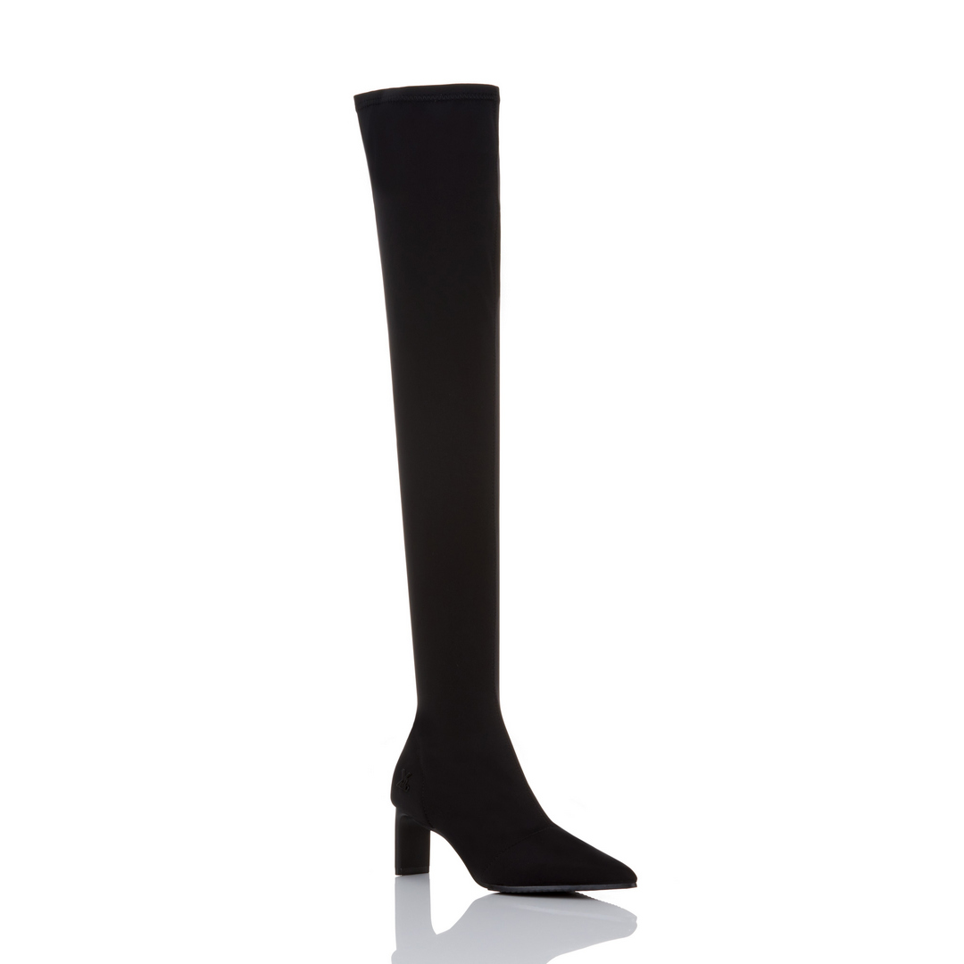 TOKYO BLACK LOW HEEL LONG BOOTS