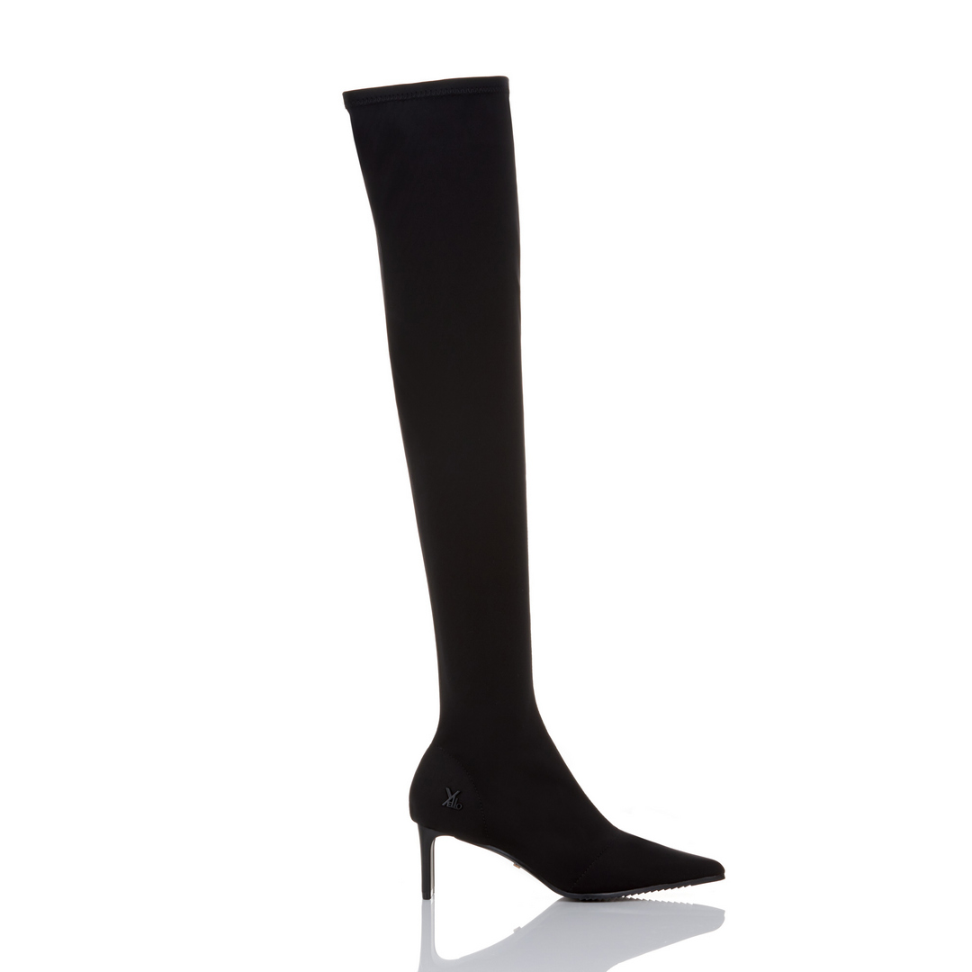 TOKYO BLACK LOW HEEL LONG BOOTS