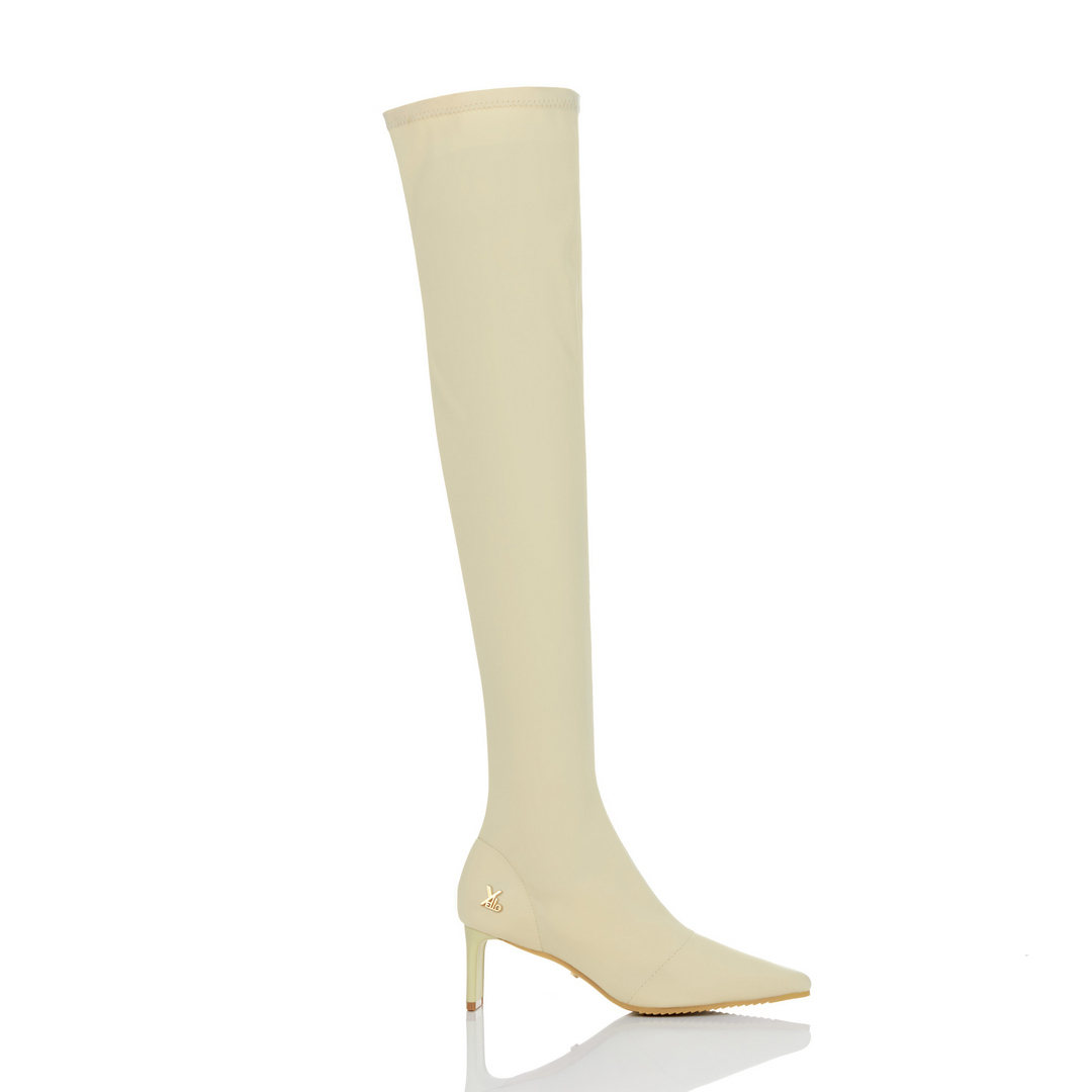 YELLO / PALE LOW HEEL LONG BOOTS